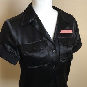 Marc Jacobs Satin Button Front pocket blouse